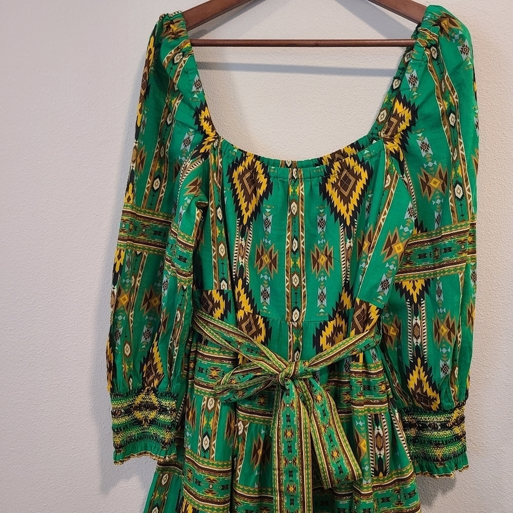 Alice + Olivia Emerald Ikat Rowen Tiered Midi Dress - Picture 4 of 7